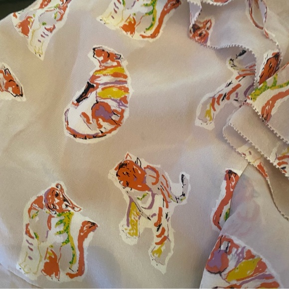 Rebecca Taylor Silk Tiger Cubs Pastel Colors Silk Top size 6 - Picture 14 of 14